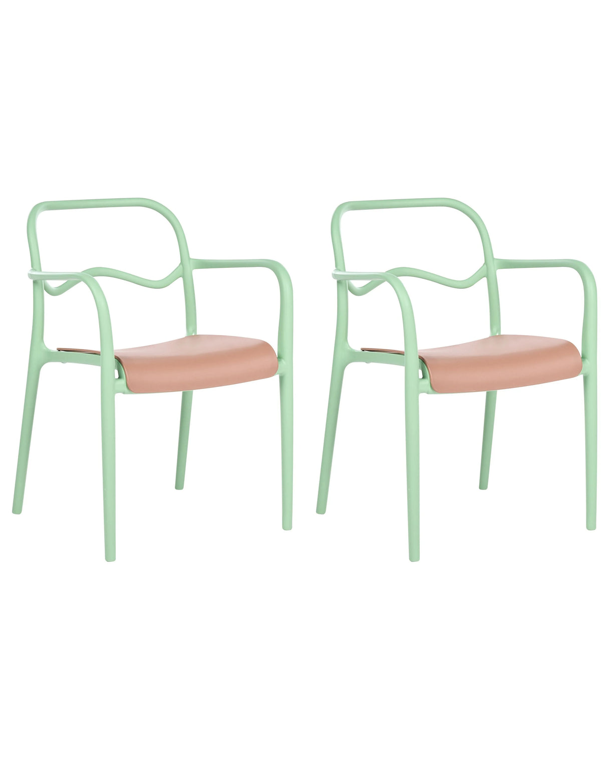 Set of 2 Garden Dining Chairs Green Plastic Stackable Retro Style All-Weather Beliani