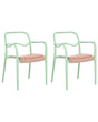 Set of 2 Garden Dining Chairs Green Plastic Stackable Retro Style All-Weather Beliani