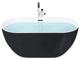 Freestanding Bath Black Acrylic Single 1500 x 750 mm Oval Shape Modern Design Beliani