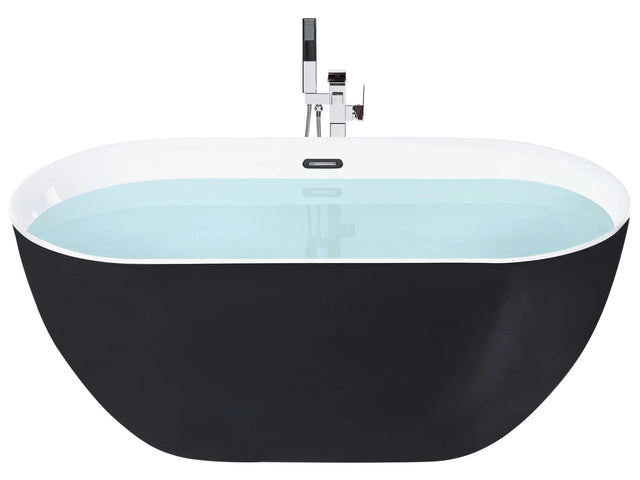 Freestanding Bath Black Acrylic Single 1500 x 750 mm Oval Shape Modern Design Beliani