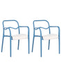 Set of 2 Garden Dining Chairs Blue Plastic Stackable Retro Style All-Weather Beliani