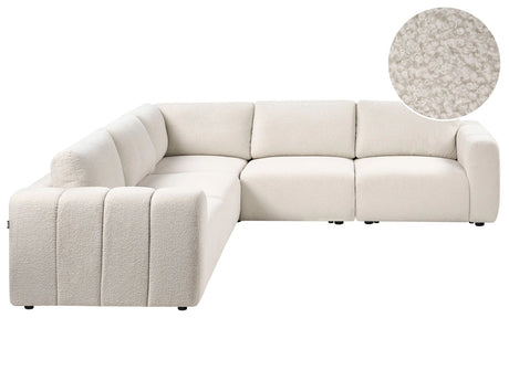 Modular Right Hand Sofa Off-White Boucle Sectional Corner Couch Modern Living Room Beliani