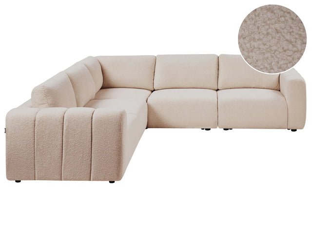Modular Right Hand Sofa Beige Boucle Sectional Corner Couch Modern Living Room Beliani