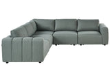 Modular Right Hand Sofa Green Fabric Sectional Corner Couch Modern Living Room Beliani