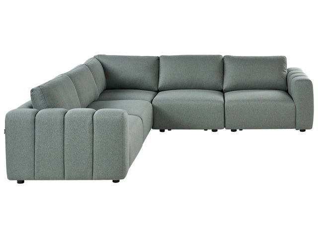 Modular Right Hand Sofa Green Fabric Sectional Corner Couch Modern Living Room Beliani