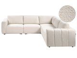 Modular Left Hand Sofa Off-White Boucle Sectional Corner Couch Modern Living Room Beliani
