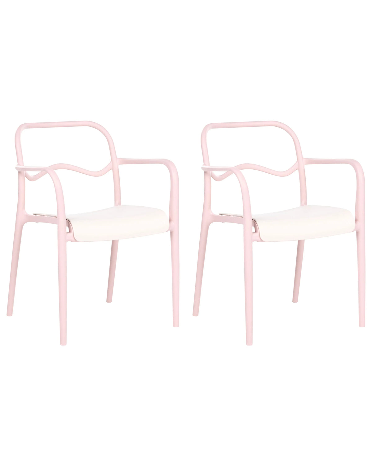 Set of 2 Garden Dining Chairs Pastel Pink Plastic Stackable Retro Style All-Weather Beliani