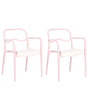 Set of 2 Garden Dining Chairs Pastel Pink Plastic Stackable Retro Style All-Weather Beliani