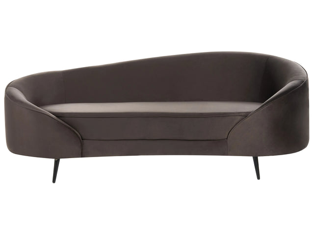 Sofa Dark Brown Velvet Glamour Curved Retro Styled 2 Seater with Gold Metallic Legs Beliani