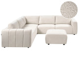 Modular Right Hand Sofa with Ottoman Off-White Boucle Sectional Corner Couch Modern Living Room Beliani