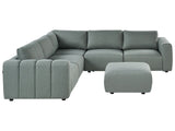 Modular Right Hand Sofa with Ottoman Green Fabric Sectional Corner Couch Modern Living Room Beliani