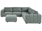 Modular Left Hand Sofa with Ottoman Green Fabric Sectional Corner Couch Modern Living Room Beliani