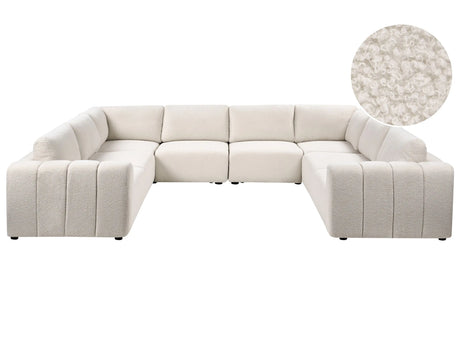 Modular U Shaped Sofa Off-White Boucle Upholstered Modern Style Beliani