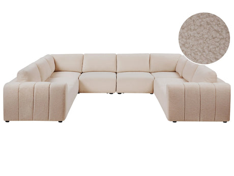 Modular U Shaped Sofa Beige Boucle Upholstered Modern Style Beliani