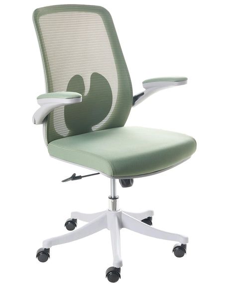 Office Chair Green Mesh Swivel Base Adjustable Height Lift-Up Armrests Home Office Modern Beliani