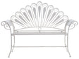 Outdoor Garden Bench Off-White Metal Iron 2 Seater Armrests Peacock Motif Distressed Effect Beliani