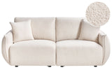 Modular 2 Seater Sofa Off-White Boucle Upholstery Two Piece Sectional Sofa Modern Minimalistic Style Living Room Beliani