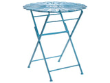 Outdoor Bistro Table Blue Metal Powder Coated Distressed Effect Beliani