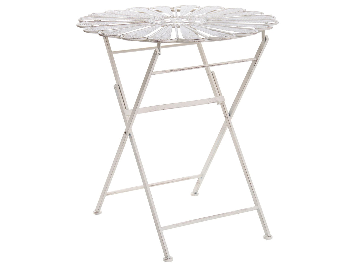 Outdoor Bistro Table Off-White Metal Powder Coated Distressed Effect Beliani