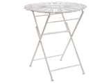 Outdoor Bistro Table Off-White Metal Powder Coated Distressed Effect Beliani