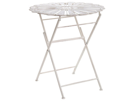Outdoor Bistro Table Off-White Metal Powder Coated Distressed Effect Beliani