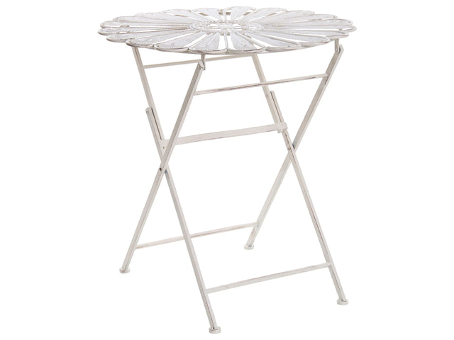 Outdoor Bistro Table Off-White Metal Powder Coated Distressed Effect Beliani