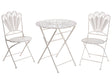 Garden Bistro Set Off-White Metal Powder Coated Table and Chairs Peacock Motif Distressed Effect Beliani