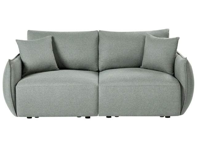 Modular 2 Seater Sofa Green Fabric Upholstery Two Piece Sectional Sofa Modern Minimalistic Style Living Room Beliani