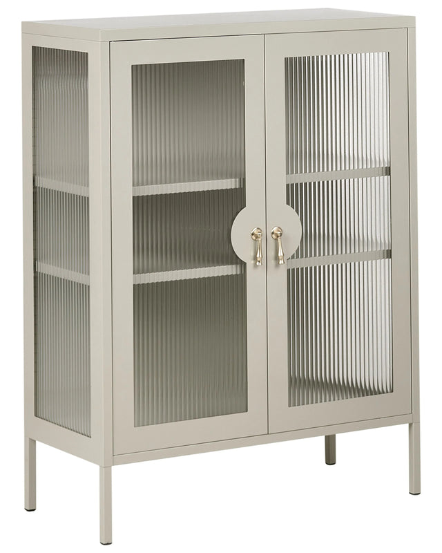 Storage Unit Light Beige Steel Metal Office Cabinet Shelves Leg Caps Industrial Design Living Room Home Office Furniture Beliani