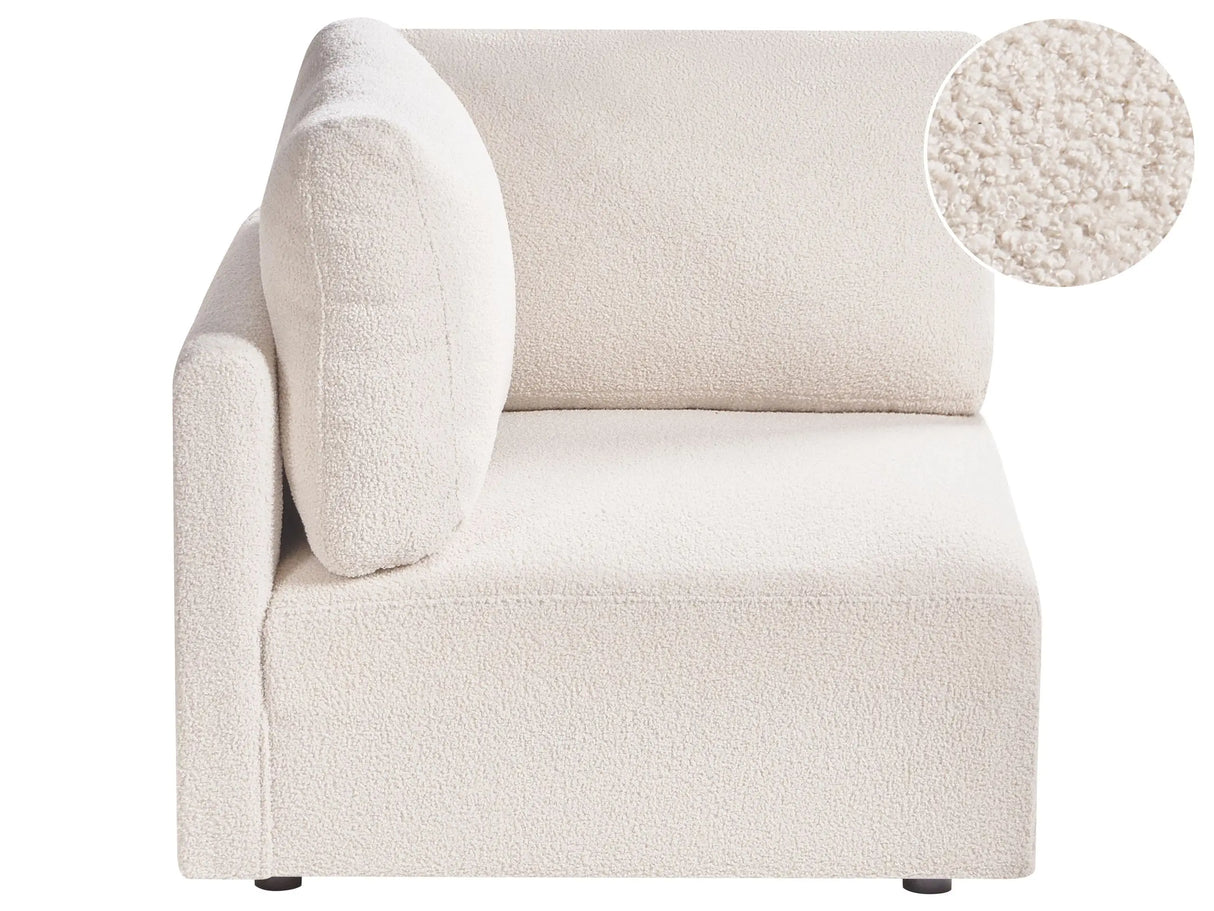 Right-Hand Corner Module Off-White Boucle Upholstery 1-Seat Sofa Section Modern Style Living Room Beliani