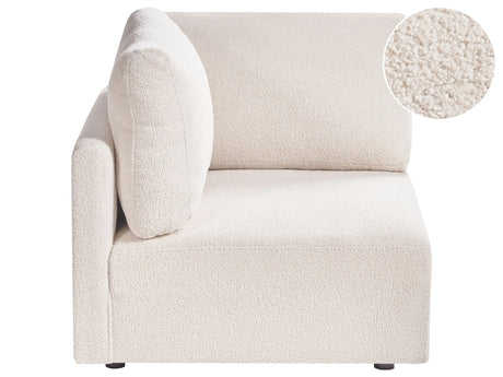 Right-Hand Corner Module Off-White Boucle Upholstery 1-Seat Sofa Section Modern Style Living Room Beliani