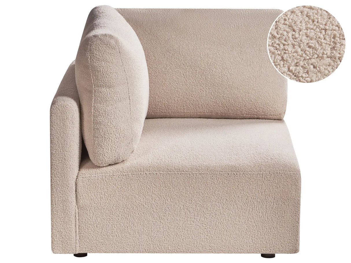 Right-Hand Corner Module Beige Boucle Upholstery 1-Seat Sofa Section Modern Style Living Room Beliani