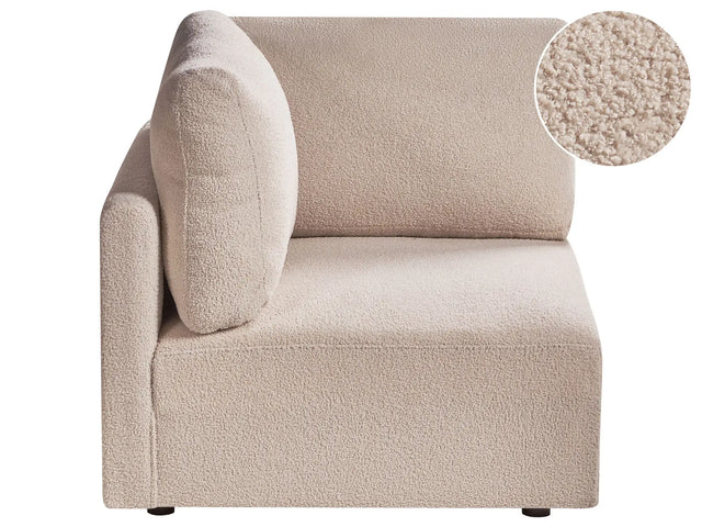 Right-Hand Corner Module Beige Boucle Upholstery 1-Seat Sofa Section Modern Style Living Room Beliani