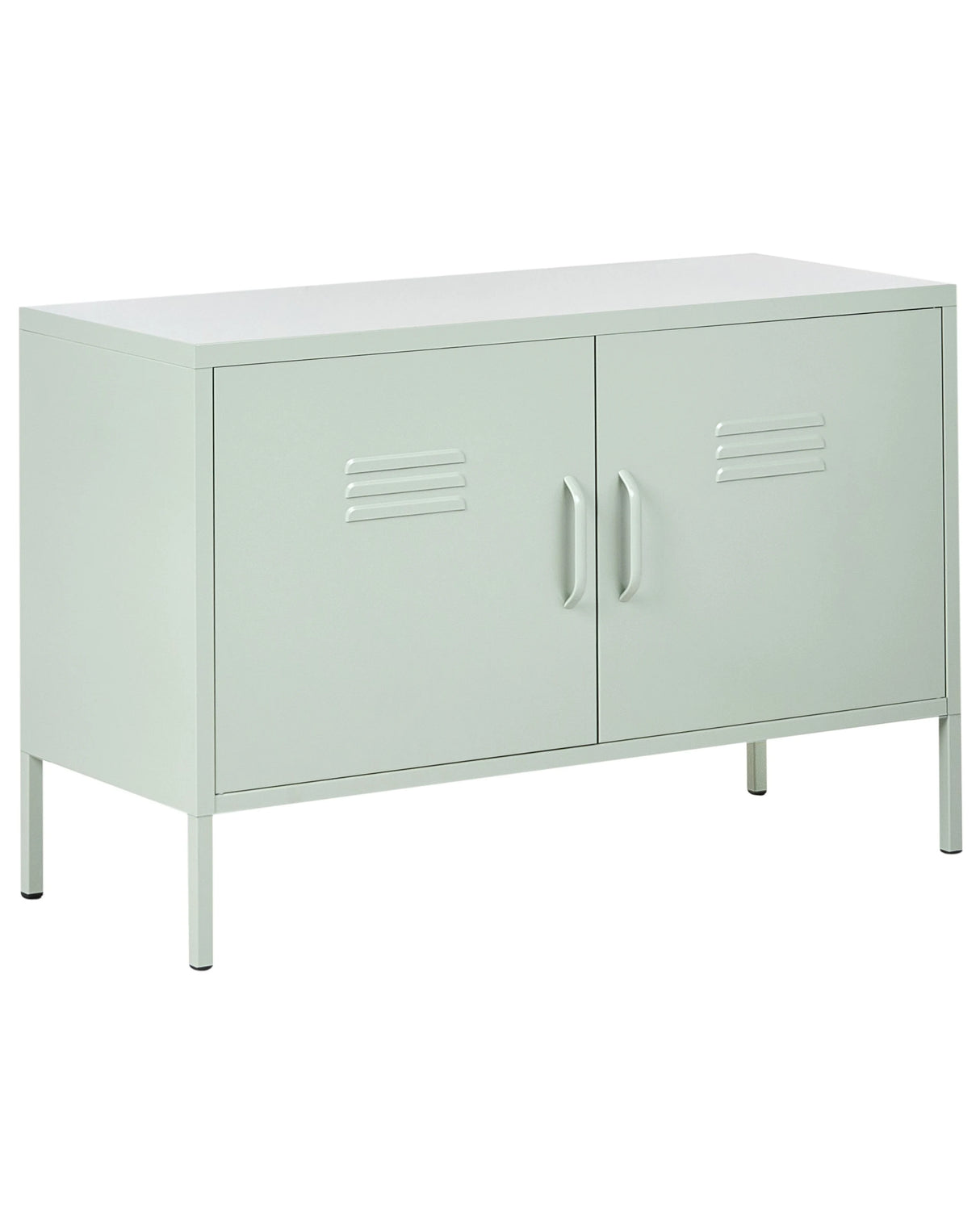 2 Door Sideboard Mint Green Steel Home Office Furniture Shelves Leg Caps Industrial Design Beliani