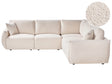 Left Hand Corner Sofa Off-White Boucle 5 Seater Modular Sectional Couch with Cushions Modern Living Room Beliani