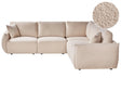 Left Hand Corner Sofa Beige Boucle 5 Seater Modular Sectional Couch with Cushions Modern Living Room Beliani