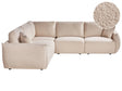 Right Hand Corner Sofa Beige Boucle 5 Seater Modular Sectional Couch with Cushions Modern Living Room Beliani