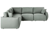 Right Hand Corner Sofa Green Fabric 5 Seater Modular Sectional Couch with Cushions Modern Living Room Beliani