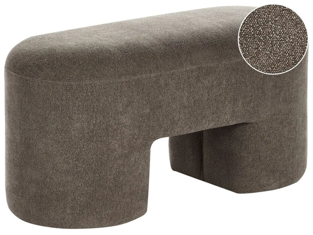 Bench Brown Boucle Upholstered Accent Pouffe Living Room Bedroom Wide Legs Modern Beliani