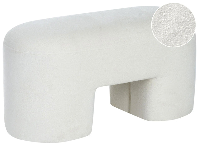 Bench White Boucle Upholstered Accent Pouffe Living Room Bedroom Wide Legs Modern Beliani