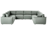 U-Shaped Corner Sofa Green Fabric 8 Seater Modular Sectional Large Couch with Cushions Modern Living Room Beliani