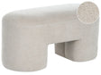 Bench Light Beige Boucle Upholstered Accent Pouffe Living Room Bedroom Wide Legs Modern Beliani
