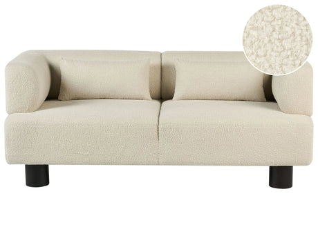 2 Seater Sofa Off-White Boucle Upholstery Material Modern Style Living Room Beliani