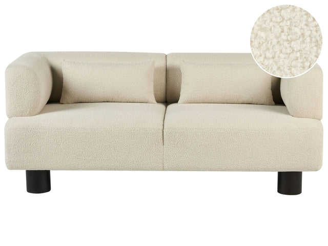 2 Seater Sofa Off-White Boucle Upholstery Material Modern Style Living Room Beliani