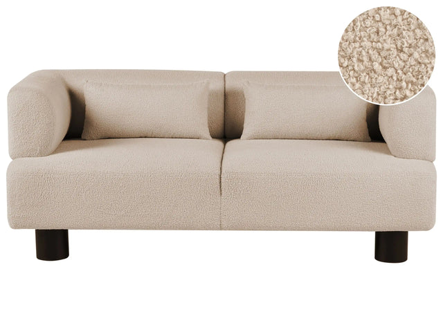2 Seater Sofa Beige Boucle Upholstery Material Modern Style Living Room Beliani
