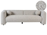 3 Seater Sofa Light Beige Fabric Soft Nubby with Extra Throw Cushions Retro Glam Art Decor Style Beliani