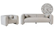 4 Seater Living Room Set Light Beige Textured Fabric Sofa Armchair with Extra Throw Cushions Retro Glam Art Decor Style Beliani