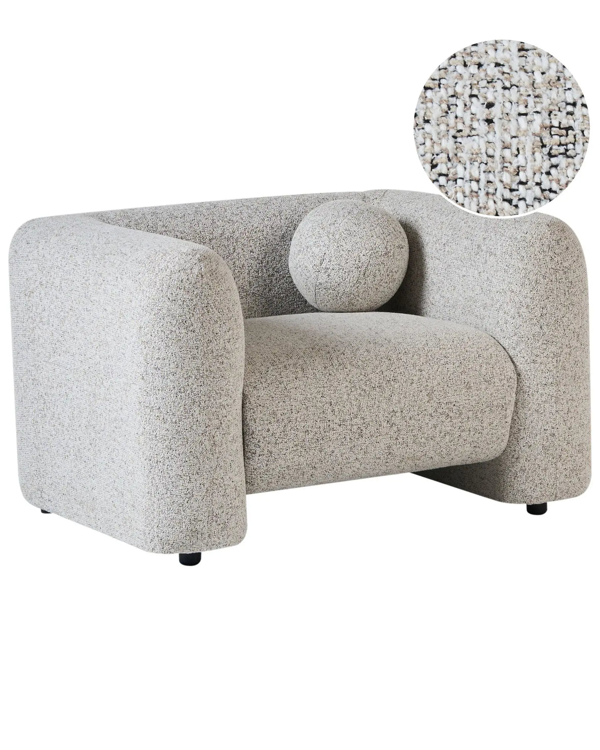 Armchair Light Beige Textured Fabric Soft Nubby with Extra Throw Cushion Retro Glam Art Decor Living Room Beliani