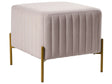 Footstool Taupe Velvet Upholstery Ottoman Pouffe Gold Metal Legs 47 x 47 cm Square Seat Glamour Living Room Beliani