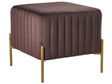 Footstool Dark Brown Velvet Upholstery Ottoman Pouffe Gold Metal Legs 47 x 47 cm Square Seat Glamour Living Room Beliani